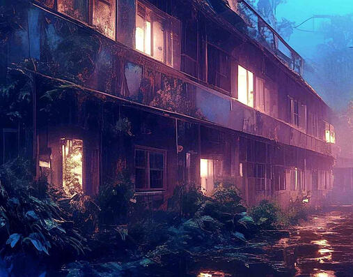 The “hospital” where the treatment of the virus takes place, and also where those infected with the virus live. Those immune to the virus help out as much as possible during the daylight hours with tending to medicinal crops and cleaning the facility. Adri